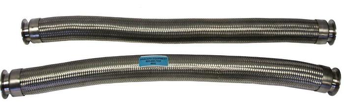 Used KF50 Braided Flex Hose 34" Long, 3" Diameter, Corrugated SS Lot of 2 (8605)W