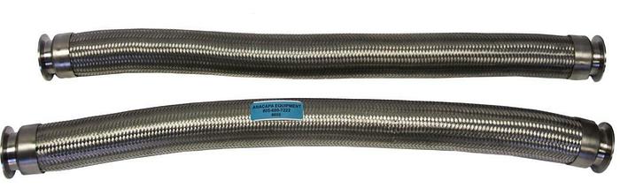 Used KF50 Braided Flex Hose 34" Long, 3" Diameter, Corrugated SS Lot of 2 (8605)W