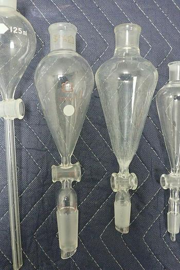 Used Lot of 11 Pyrex 6340 Kimax Kontes 500ml 125ml 60 ml Separatory Funnels