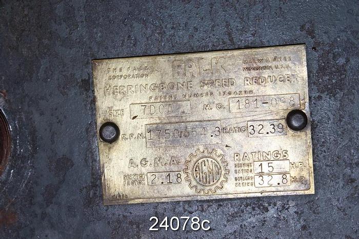 Used Falk 7DOA Parallel Shaft Gear Reducer, Ratio 32.39/1 #24078
