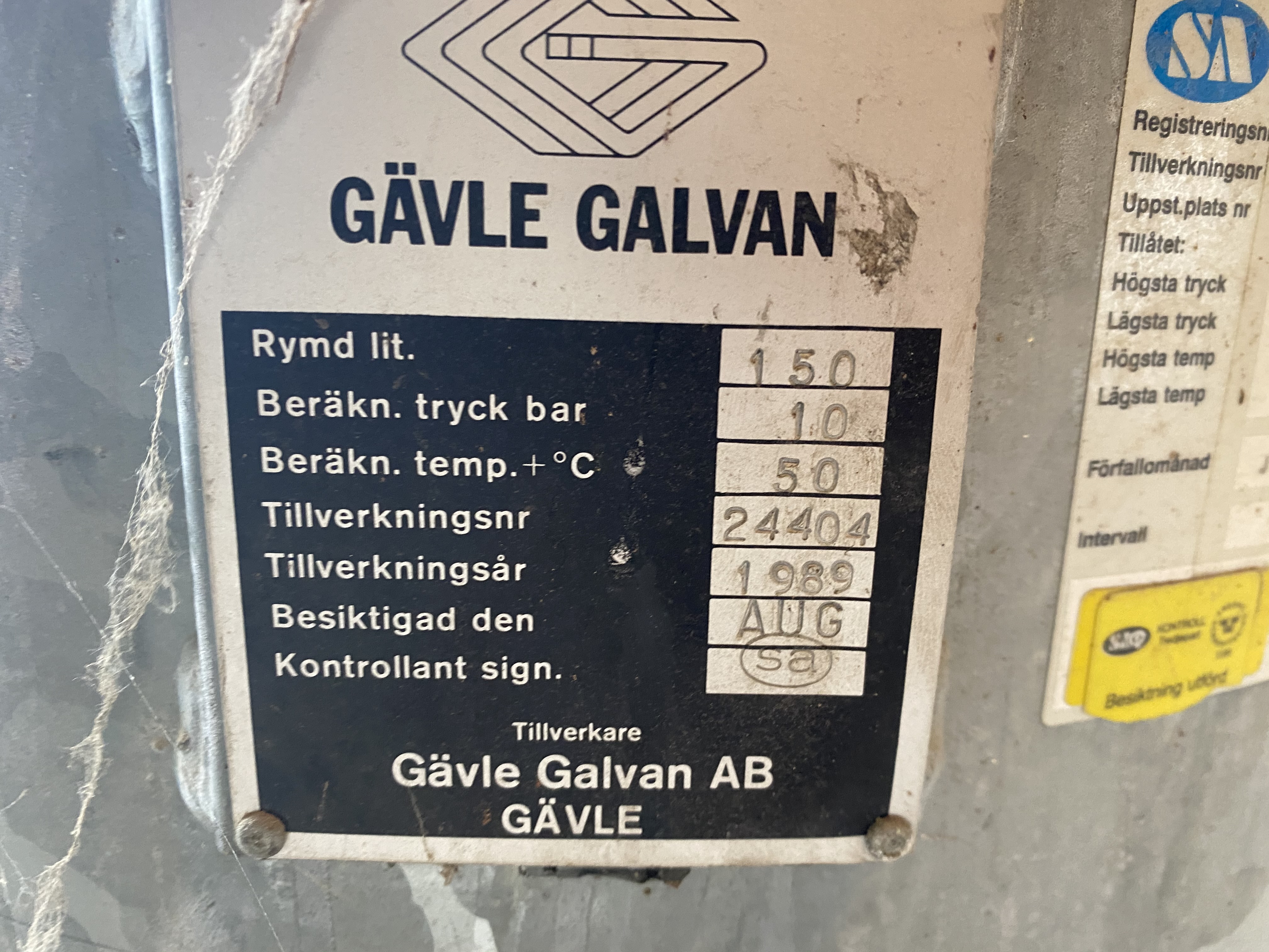 Begagnad Trycktankar 300/150liter