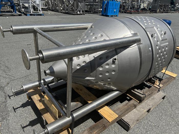 Used Tank, 132 Gallon, 500 Liter, S/St, Jkt, Agit, Cone Bottom #S744577
