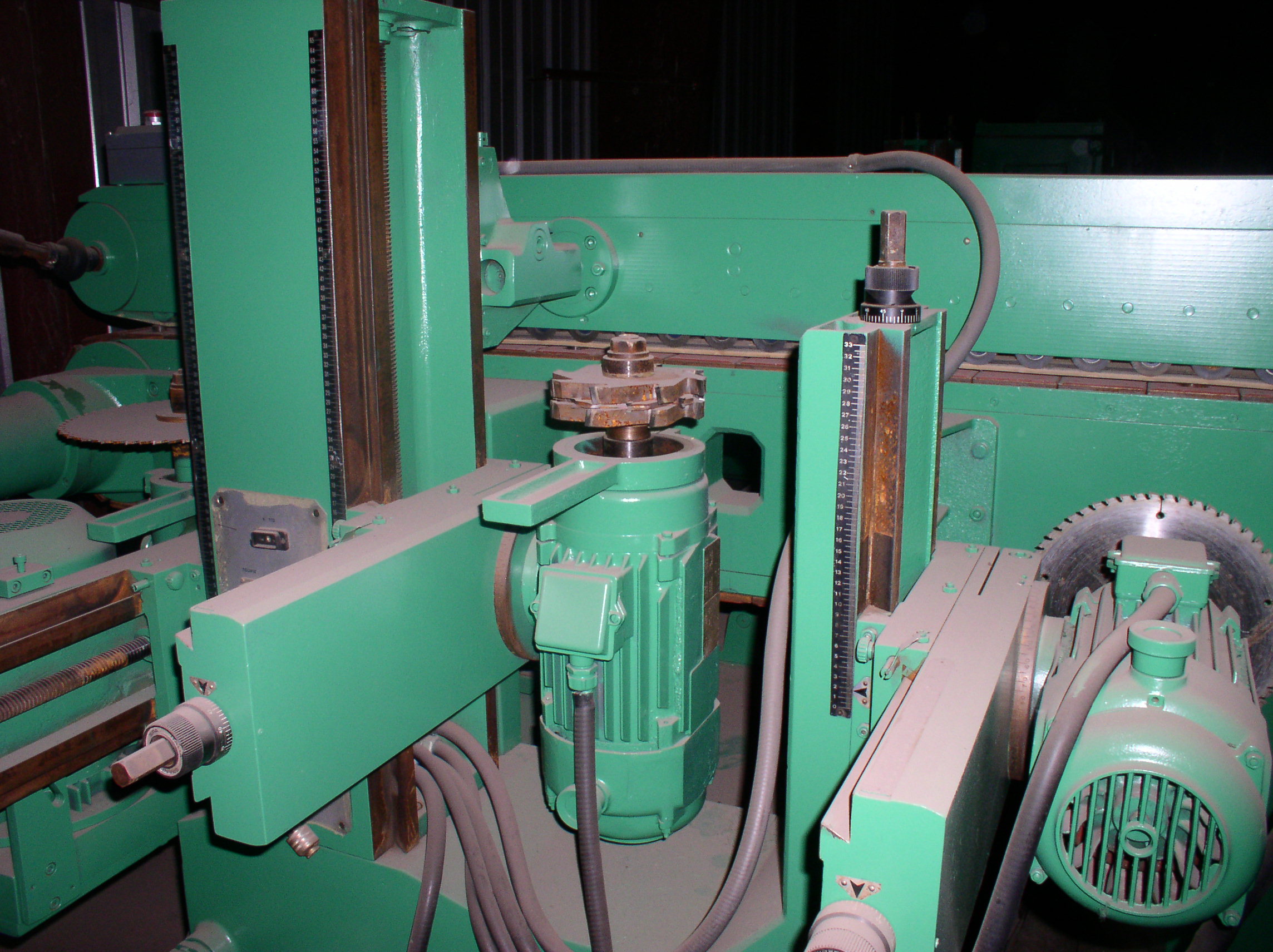 Used 136" SPANEVELLO Double End Tenoner; 6 Heads