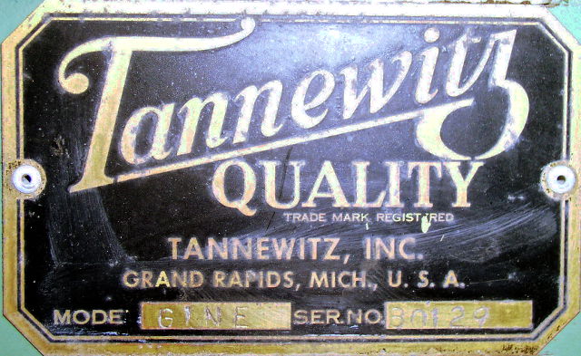 Used 36" Tannewitz Model G1NE Vertical Band Saw; S/N 80129