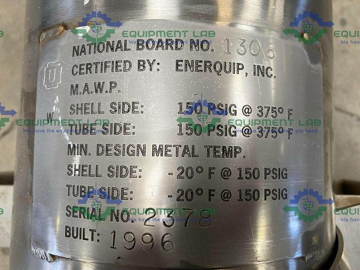 Used Enerquip  Sanitary Stainless Steel Shell and Tube Heat Exchanger on Rolling Cart
