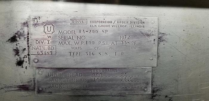 Used Groen 200 gal Scrape kettle 316ss