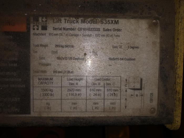Used 3500 POUND HYSTER S35XM  CAPACITY FORK TRUCK  PF- PENDING RF