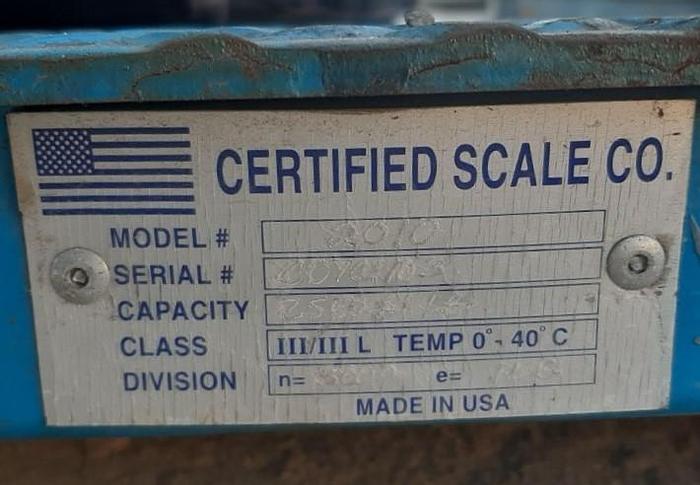 Used Scale, Platform, 36" x 36", Certified Scale, Mdl 2010, 2500 #S743463