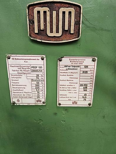 Gebruikt WMW PEEF 125 excenter ponsmachine