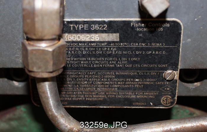 Used Fisher 8550-1051 8" Butterfly Control Valve #33259