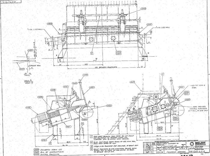 Used Beloit CONVER-FLO Hydraulic Headbox, 158" Pond Width, 24" Dia Breast Roll #23017
