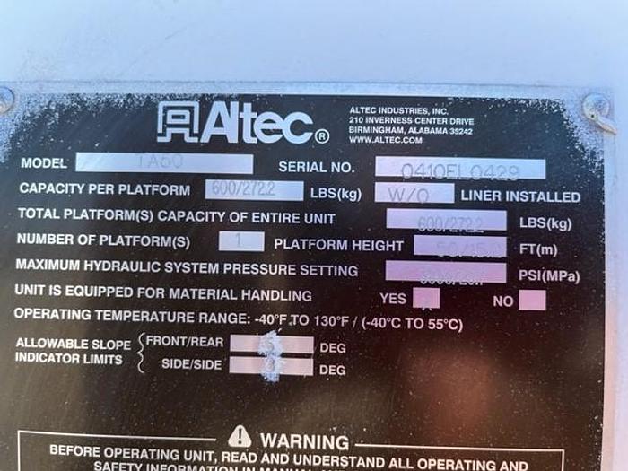 Used Altec TA50-MH 55ft Bucket Boom Truck on 2011 International 4300 Reg Cab Utility Truck - C87725