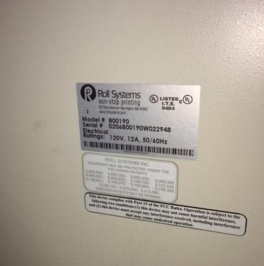 Used 35" ROLL SYSTEMS NON-STOP PRINTING UNWIND STAND MODEL 800190