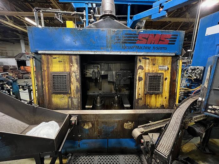 Used SAGINAW MACHINE SYSTEMS AC450MD-2 TWIN SPINDLE VERTICAL CNC LATHE