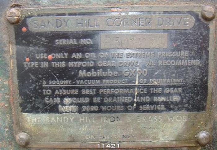 Used Sandy Hill R501D39 Right Angle Gear Reducer, 4.0/1 Ratio, 640 Rpm, 500 Line Rpm #11421