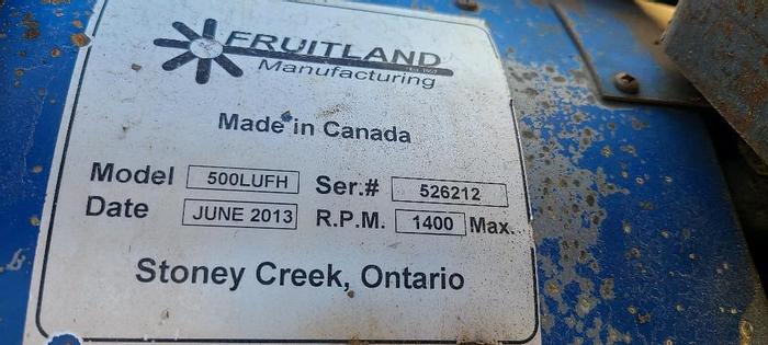 Used USED HEADACHE RACK MOUNTED FRUITLAND VACUUM PUMP MOD# 500LUFH  WITH HYDRAULIC MOTOR AND HYDRAULIC COOLER/FILTER