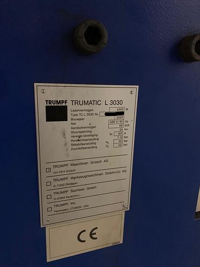 Used 2005 – TRUMPF Trumatic L3030 4KW + Liftmaster