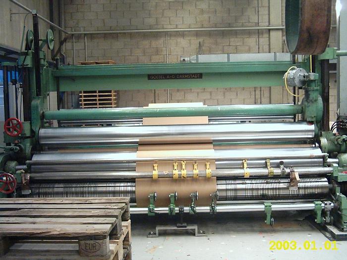 Used 142" (3.60M) GOEBEL TYPE U7 2-DRUM SLITTER REWINDER 41" REWIND DIAMETER