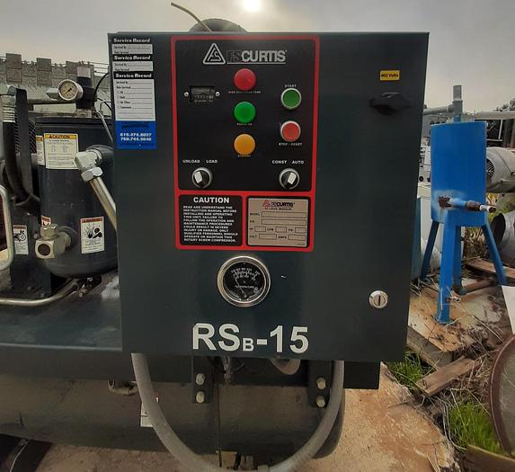 Used Compressor, Air, 15 HP, FS Curtis, 59 CFM, Mdl RSB15, Air Dryer #S744941