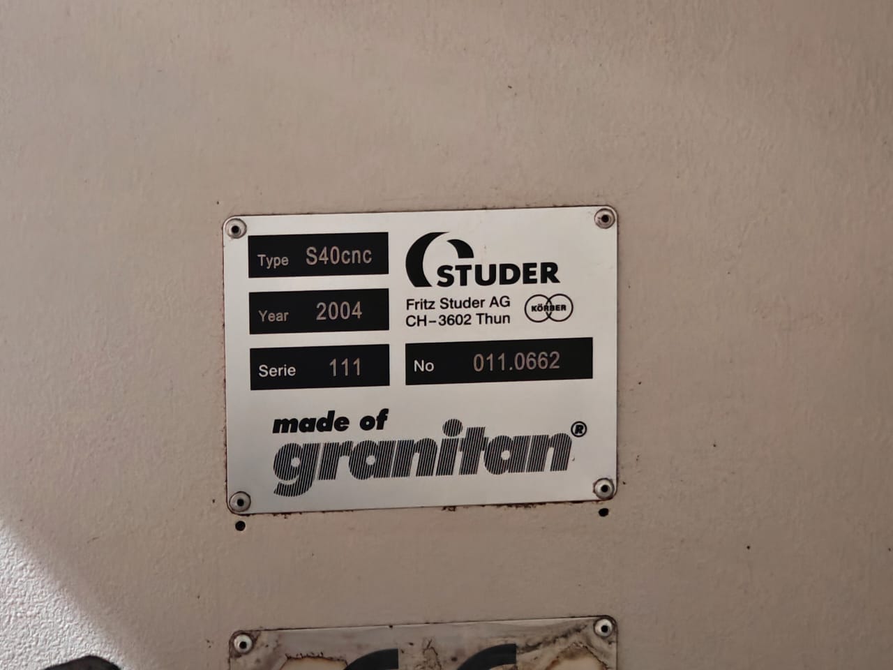 Used Studer S40 CNC Cylindrical Grinder (2004)