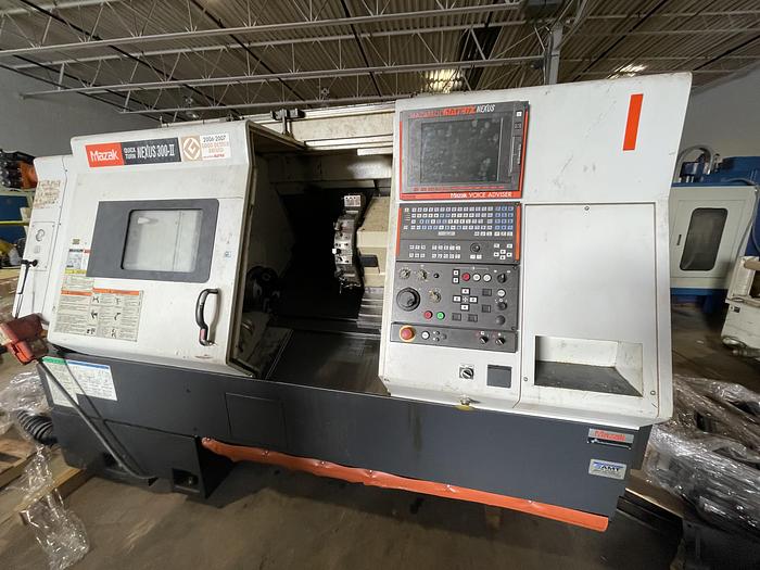 Used MAZAK QUICK TURN NEXUS 300 II CNC LATHE WITH MAZATROL MATRIX VOICE ADVISER CONTROLLS