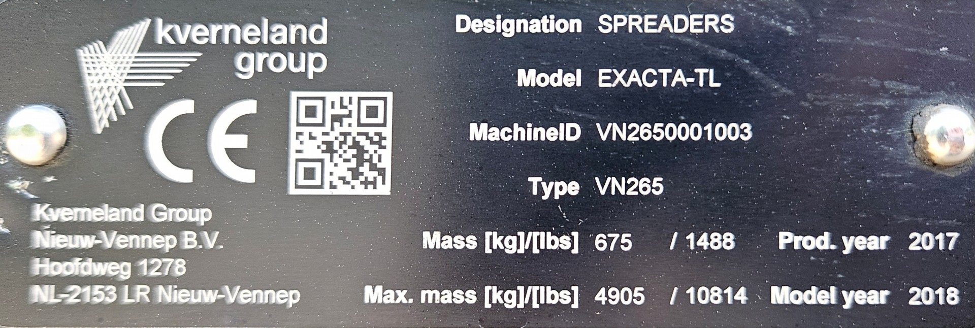 Used Kverneland Exacta-TL Fertiliser Spreader