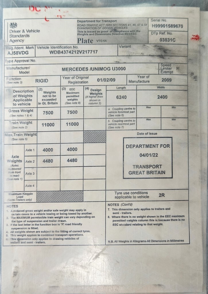 Used Mercedes U3000 Unimog