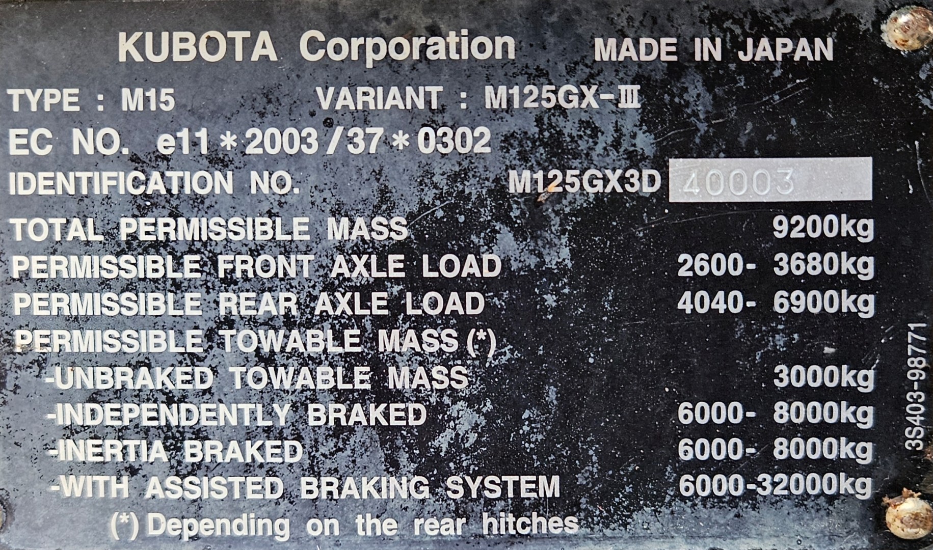 Used Kubota MX125GX-III 4wd Tractor