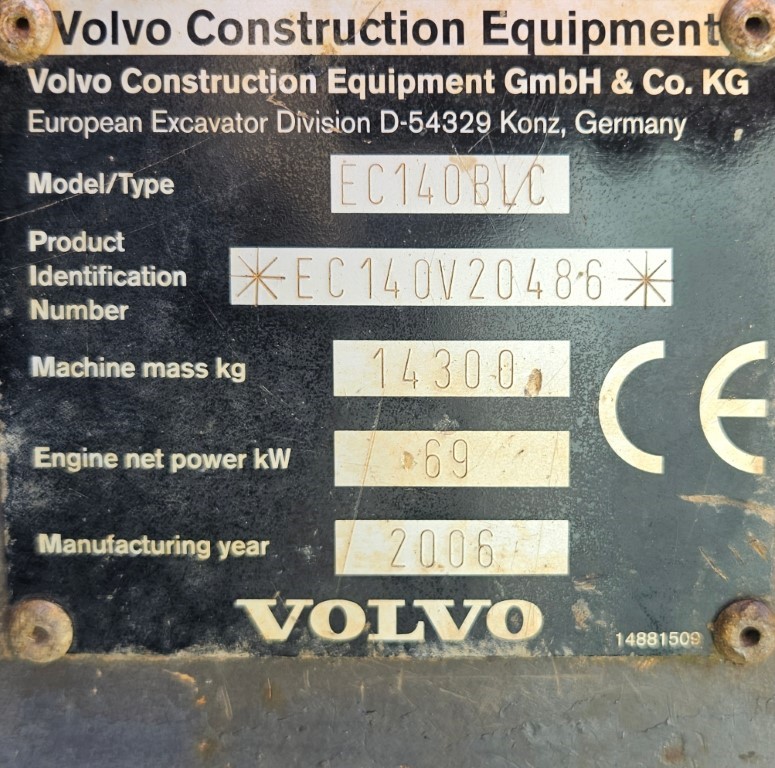 Used Volvo EC140Blc Excavator