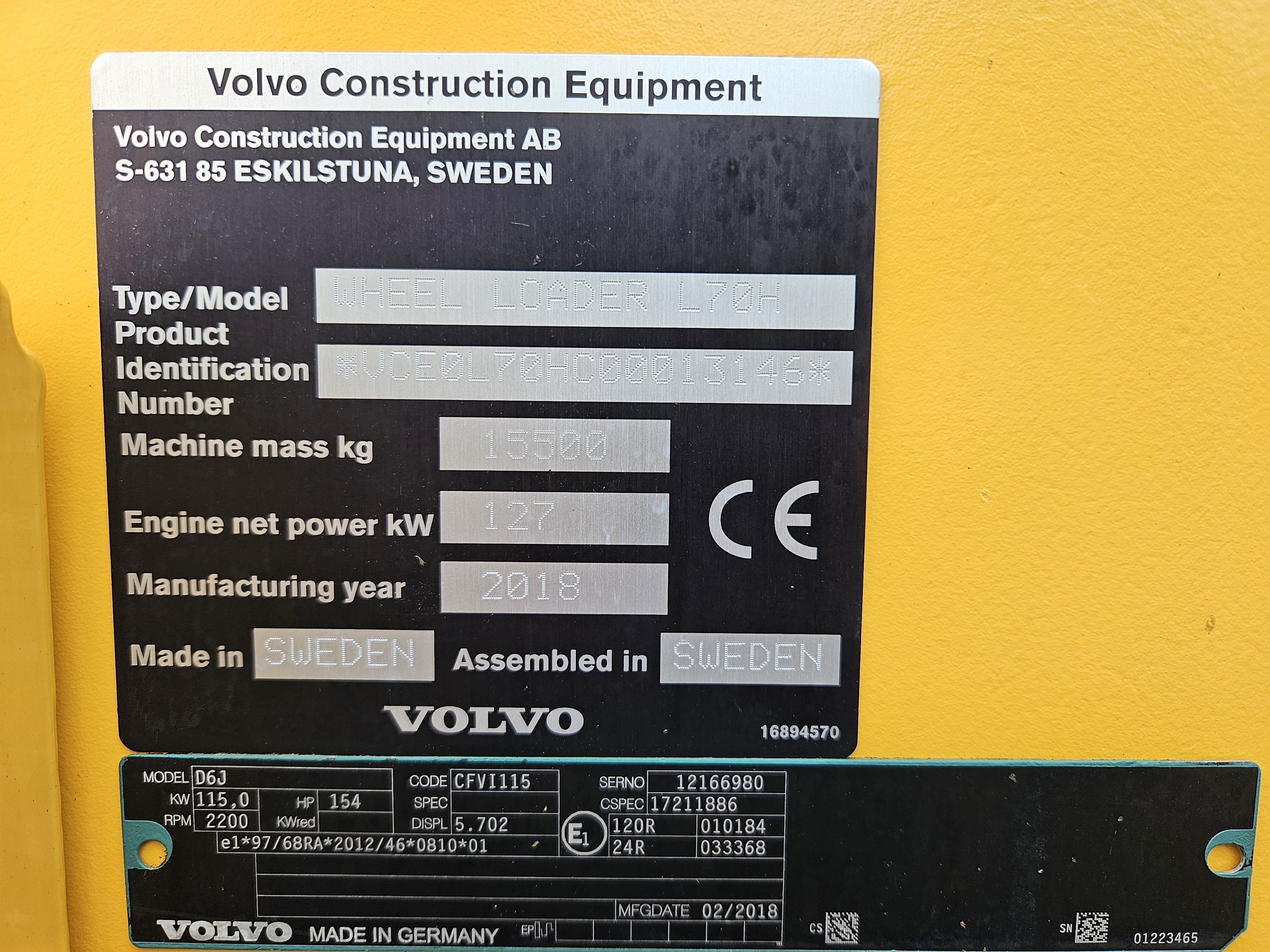 Used Volvo L70H Wheel Loader