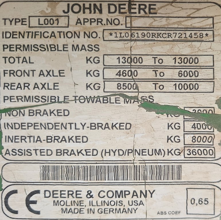Used John Deere 6190R 4wd Tractor
