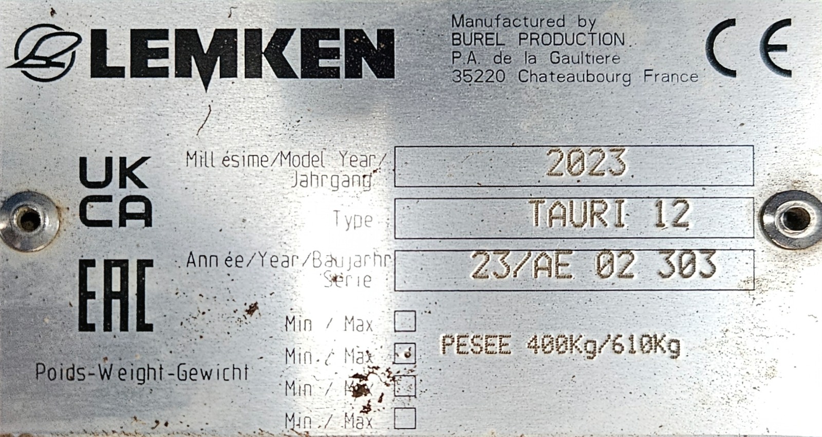 Used Lemken Tauri 12 Fertiliser Spreader