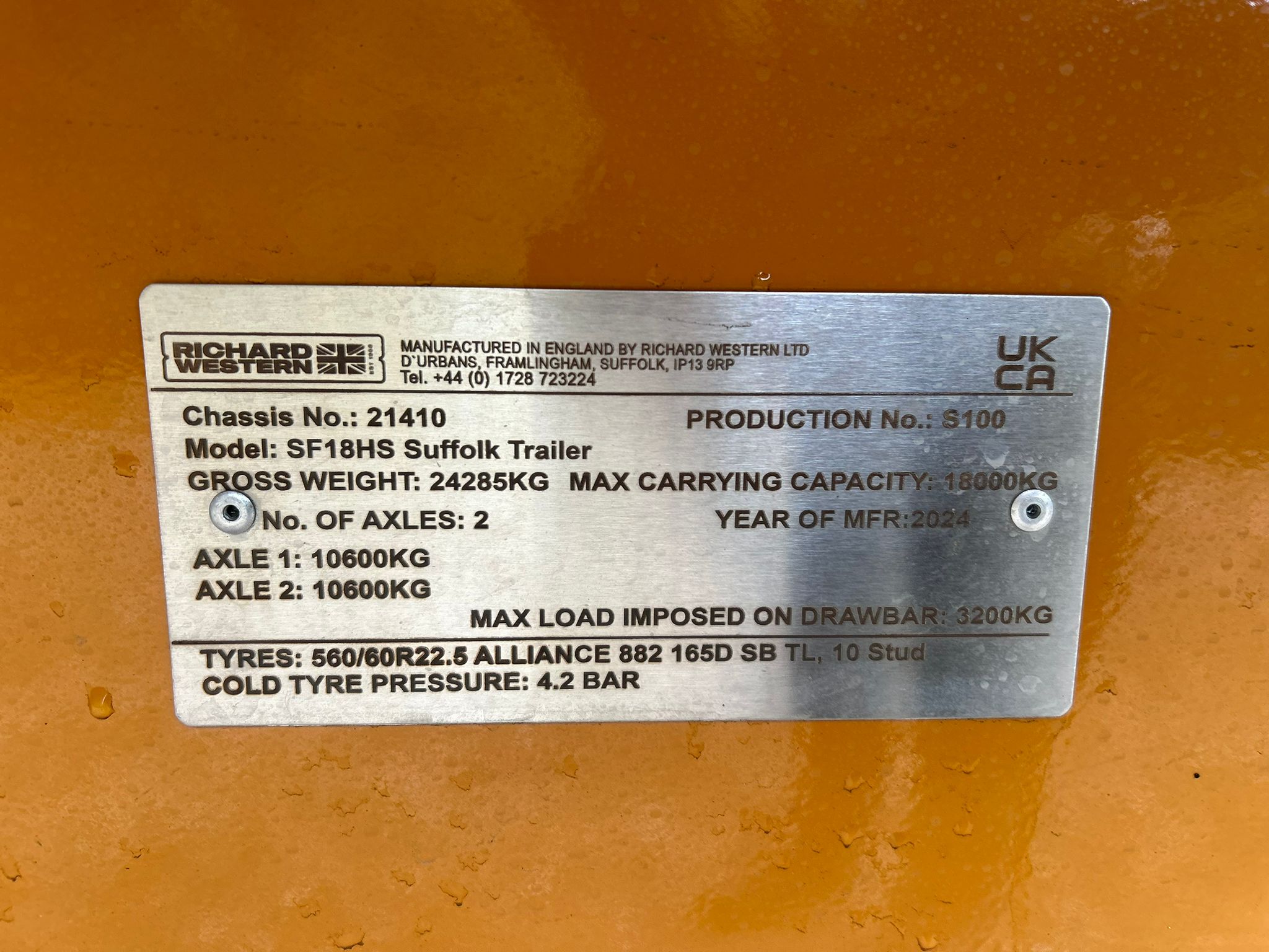 Used Richard Western SF18HS Plus Trailer