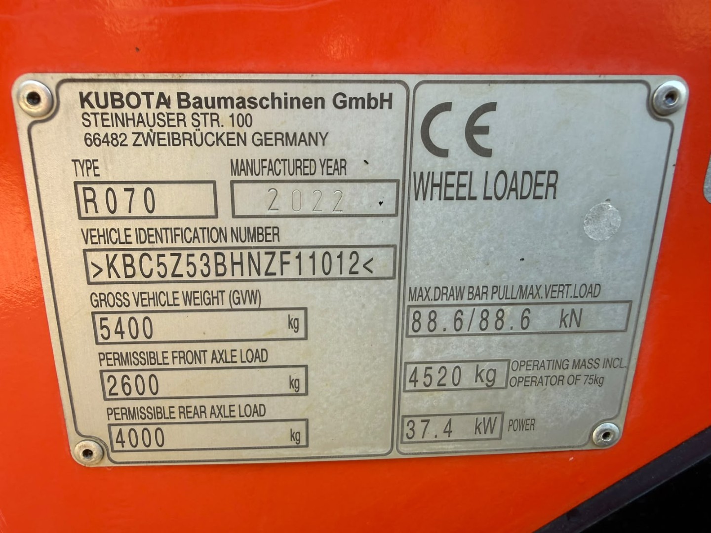 Used Kubota R070 Wheel Loader