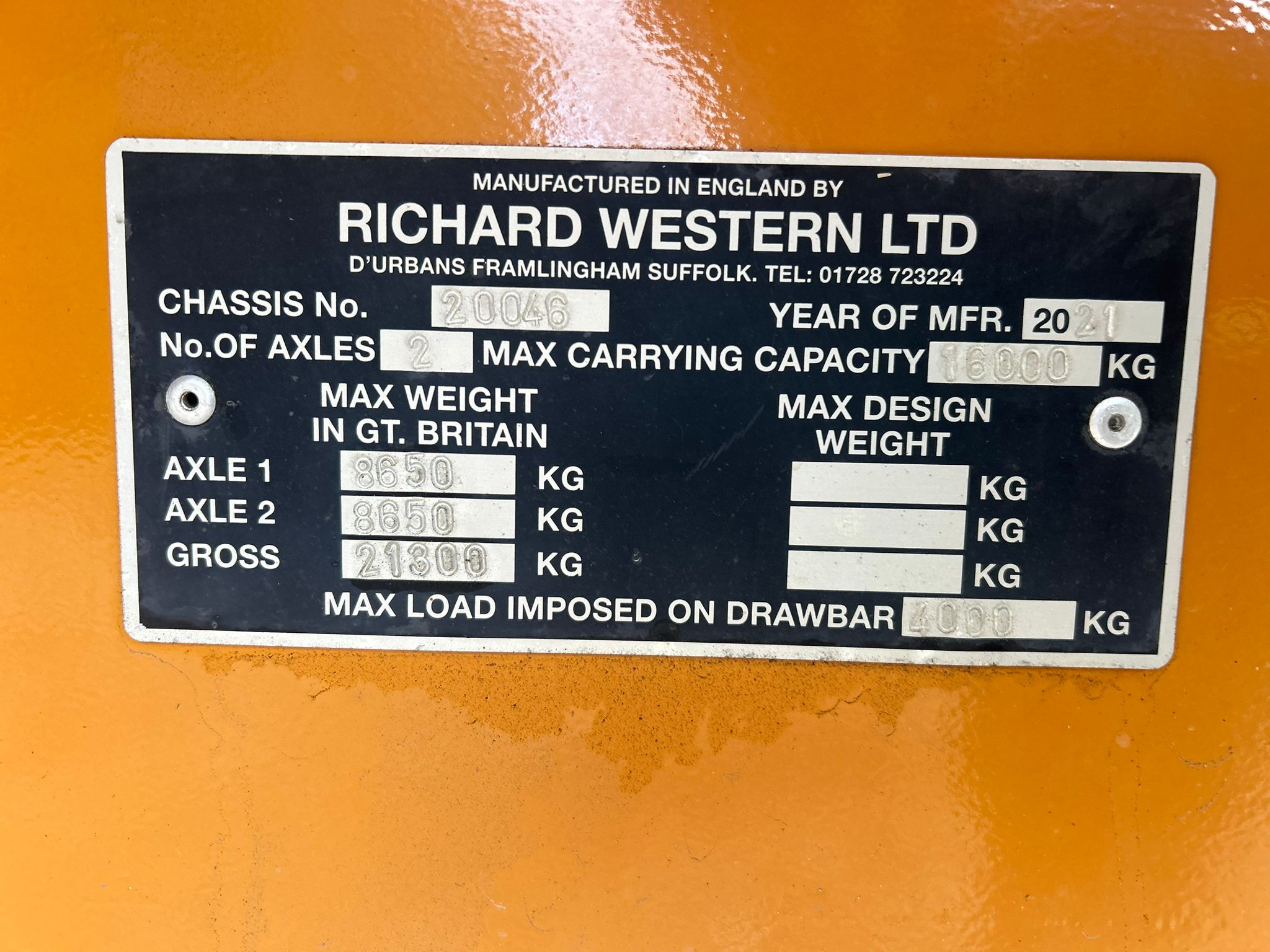 Used Richard Western SF16HS Plus Trailer