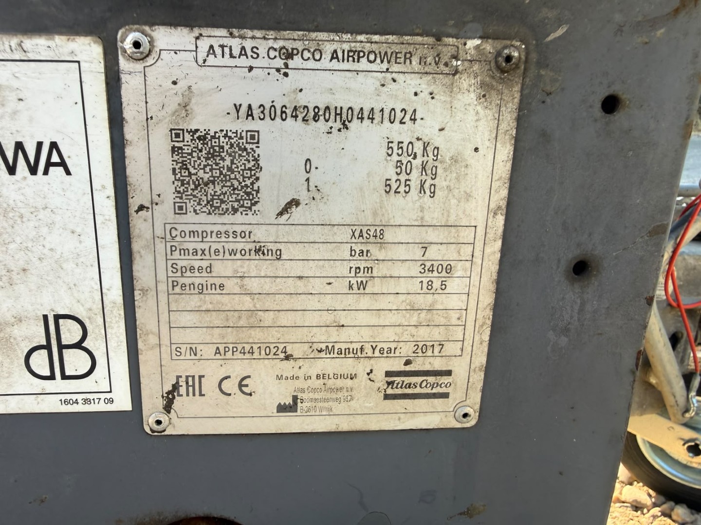 Used Atlas Copco XAS48 Compressor
