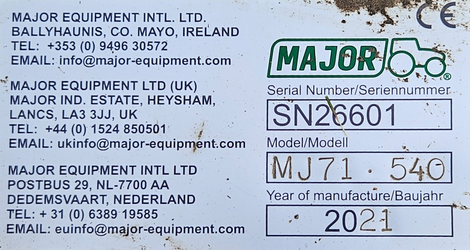 Used Major Swift MJ71.540 Roller Mower