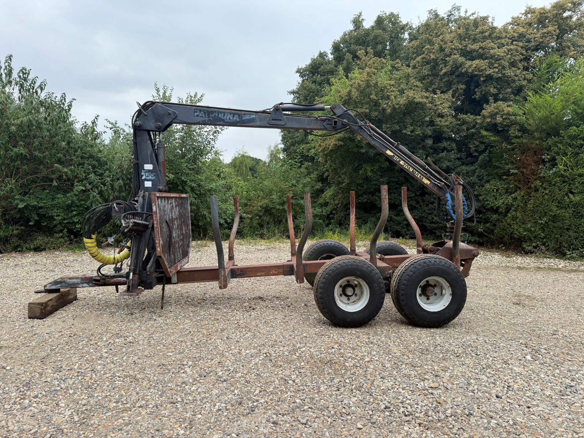 Used Timber Trailer and Patruuna 755 Crane