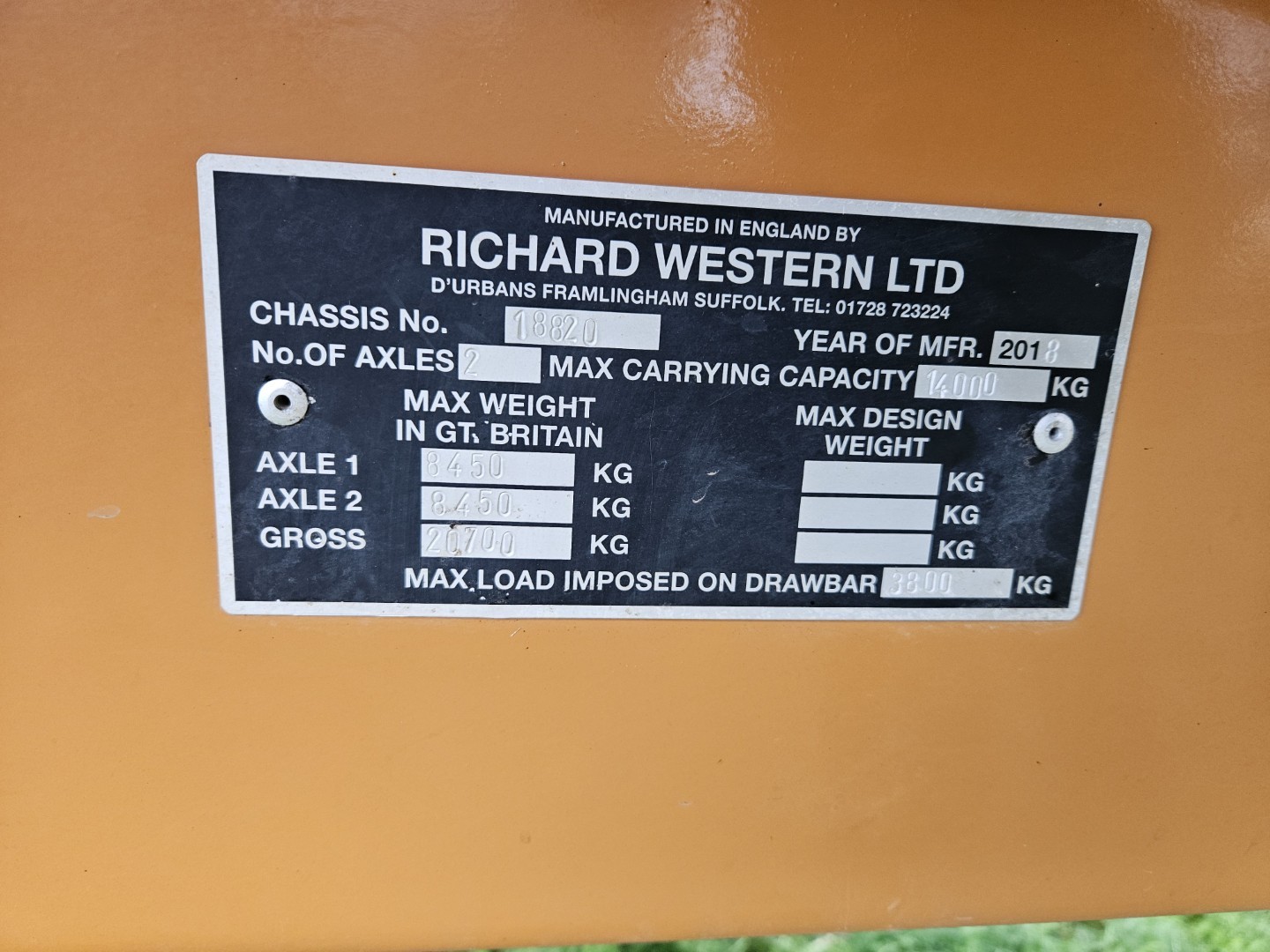 Used Richard Western SWT14 Trailer