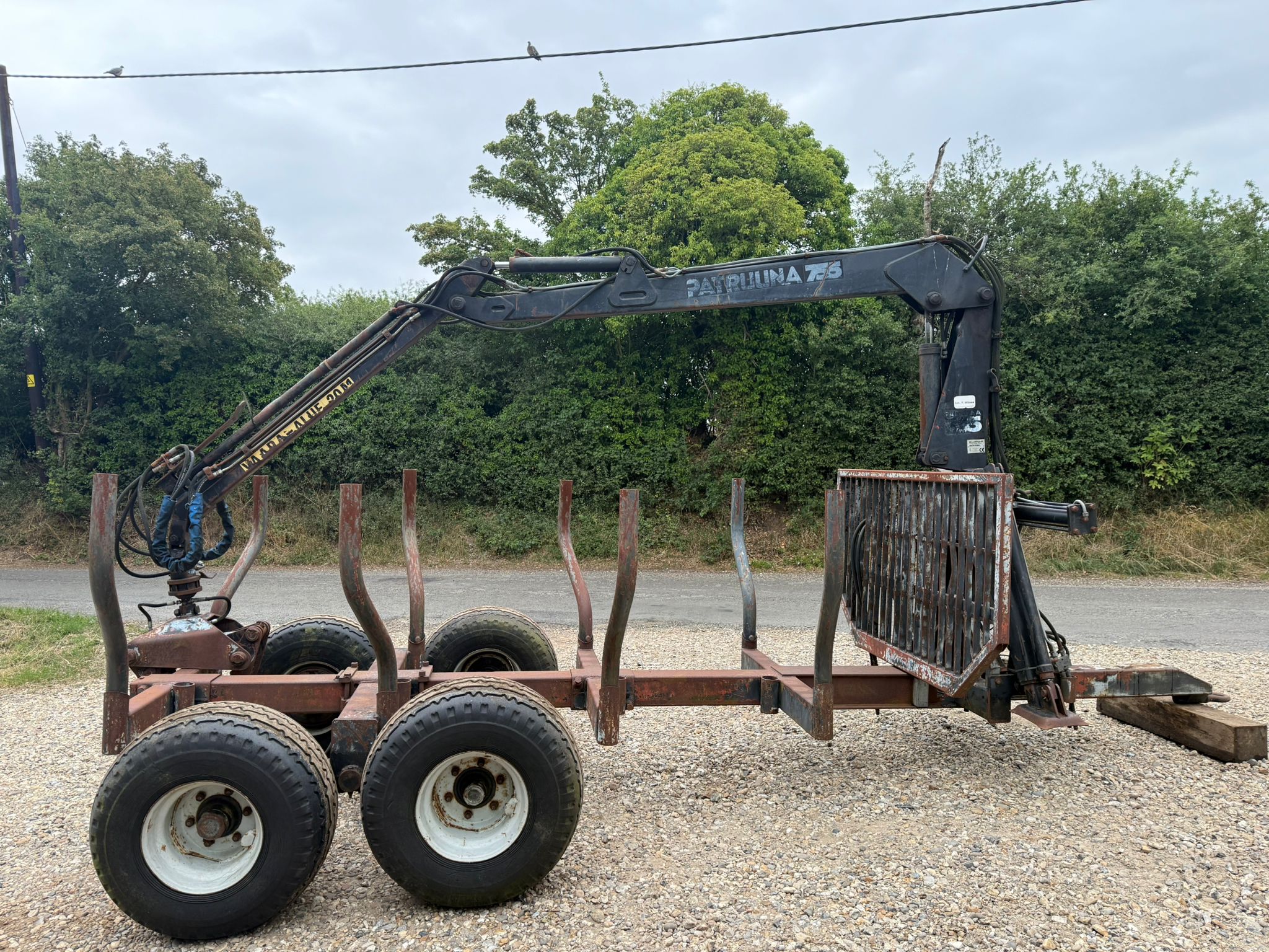 Used Timber Trailer and Patruuna 755 Crane