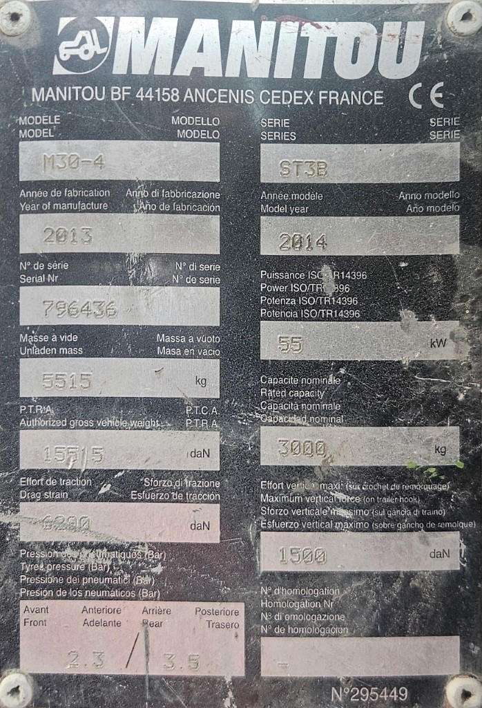 Used Manitou M30-4 Rough Terrain Forklift