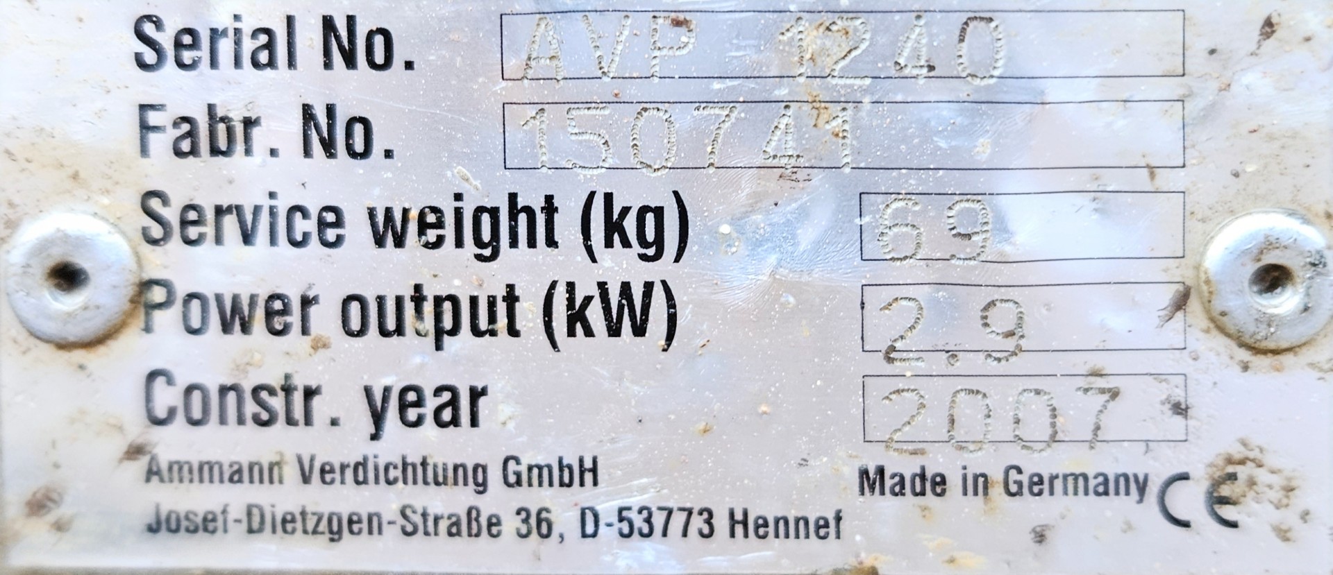 Used Ammann AVP 1240 Wacker Plate