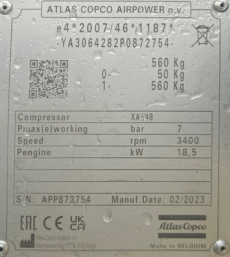 Used Atlas Copco XAS48 Compressor