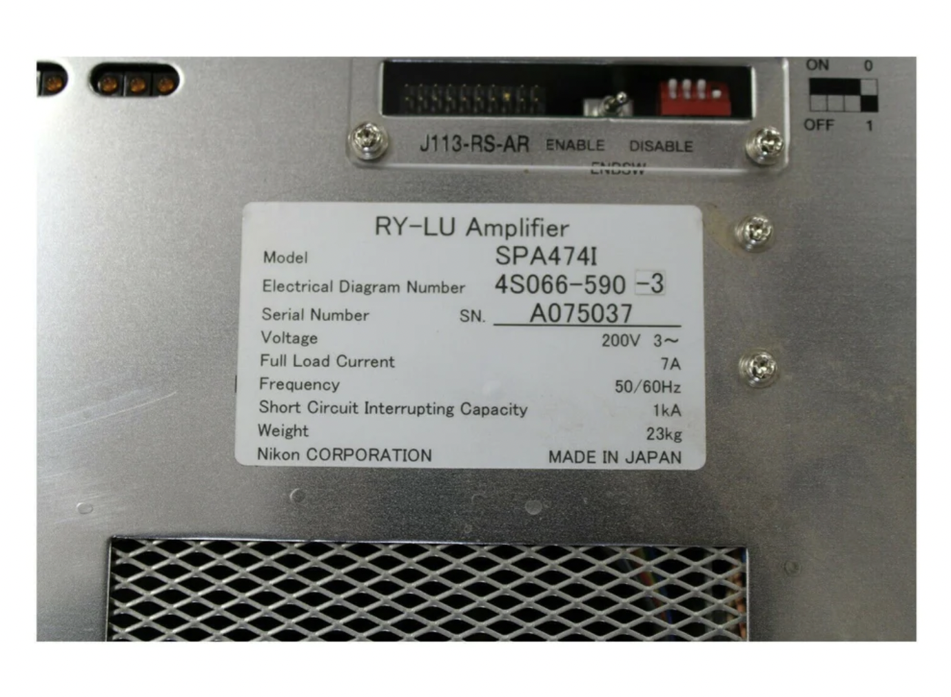 Used NIKON PRECISION INC RY-LU AMPLIFIER SPA474I 4S066-590-3 FOR S210 S308 S610 SCANNER