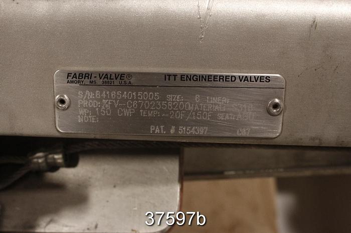 Used Fabri 6" Hand Operated Knife Gate Valve #37597
