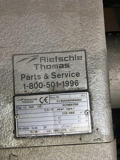 Used Rietschle Thomas VC-500, 20 HP Vacuum Pump