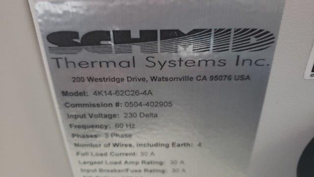 Used 2014 Schmid 4 zone digital controlled conveyor reflow oven