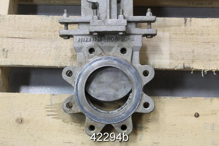 Used Hilton H-200-SC-ST316 4" Hand Operated Knife Gate Valve #42294