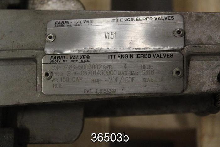 Used Fabri 4" Hand Operated Knife Gate Valve, FV-C670145090 #36503