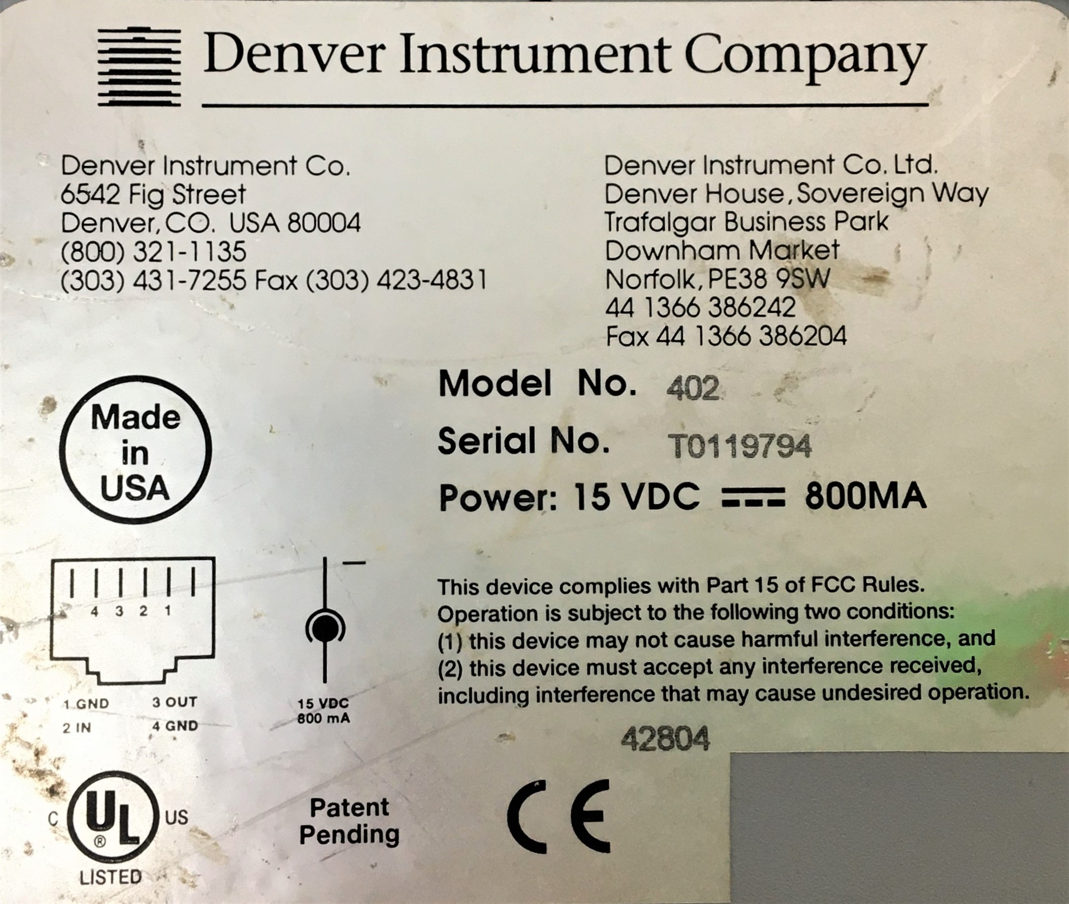Used Denver TR-402 Top-Loading Balance - 410g x 0.01g